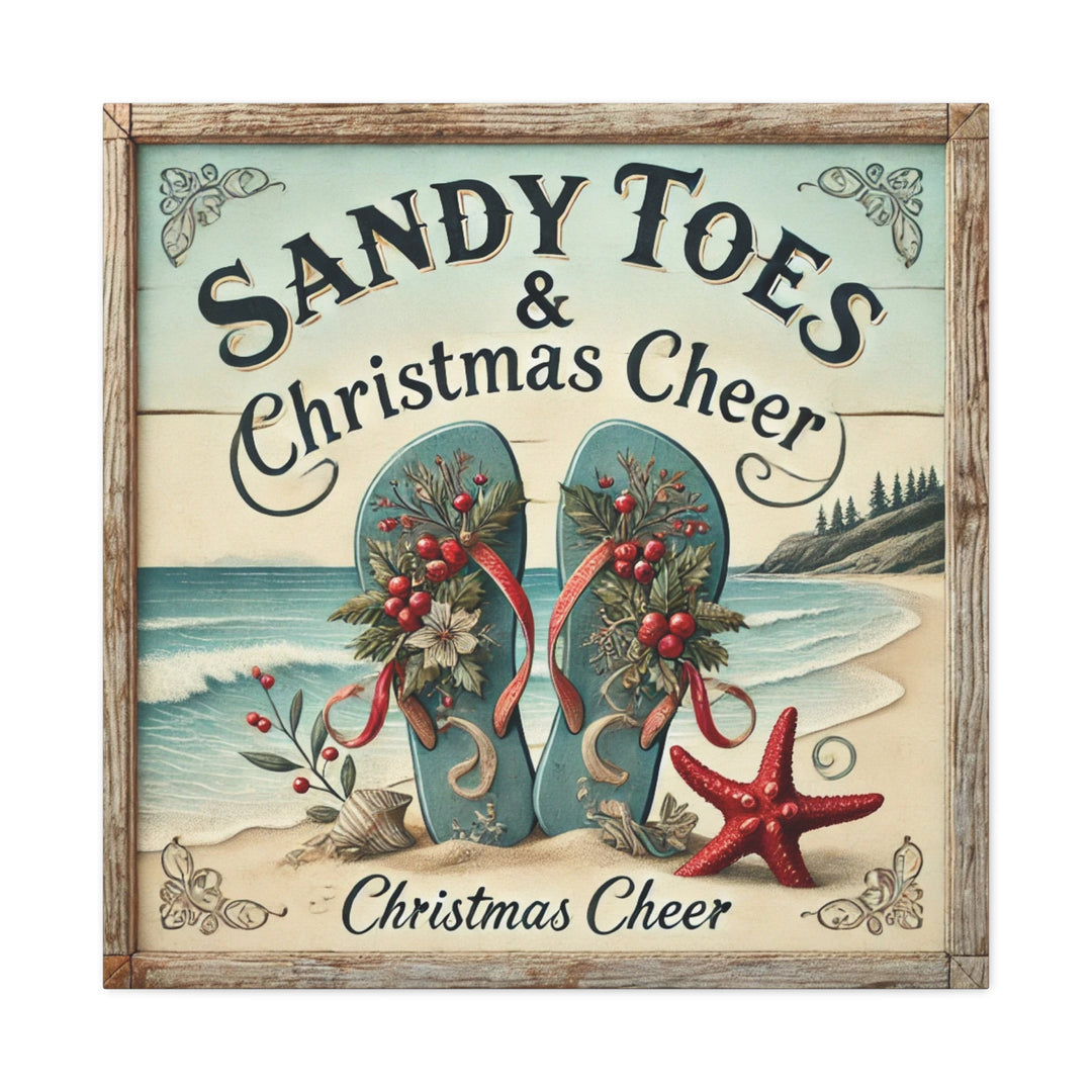 Sandy Toes & Christmas Cheer" – Tropical Holiday Matte Canvas, Stretched, 1.25"
