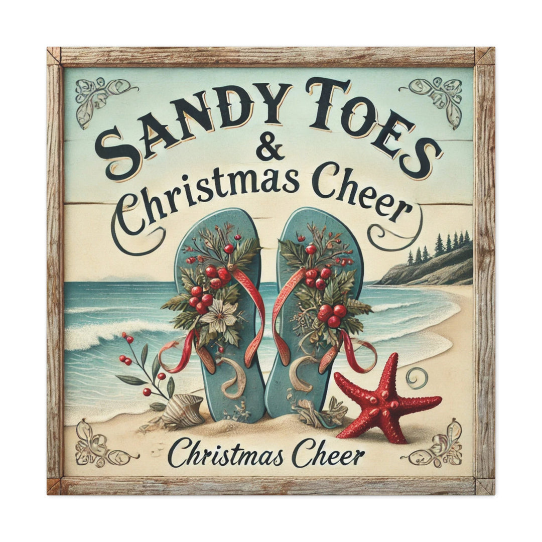 Sandy Toes & Christmas Cheer" – Tropical Holiday Matte Canvas, Stretched, 1.25"