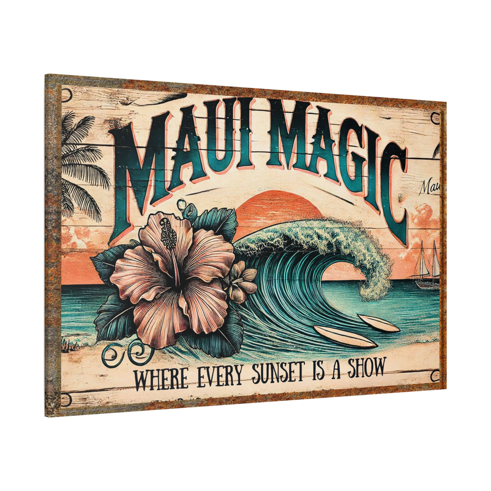 Vibrant Hibiscus and Ocean Waves - Maui Canvas Art Matte Canvas, Stretched, 1.25"