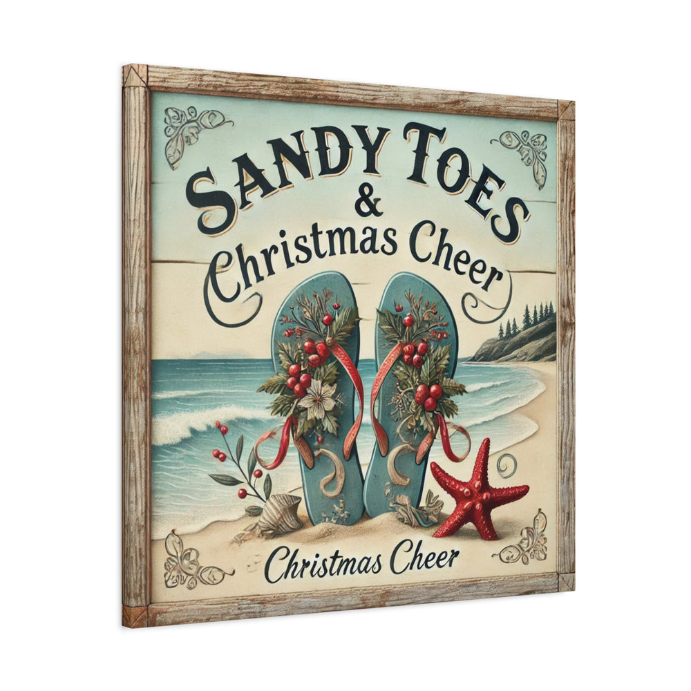 Sandy Toes & Christmas Cheer" – Tropical Holiday Matte Canvas, Stretched, 1.25"