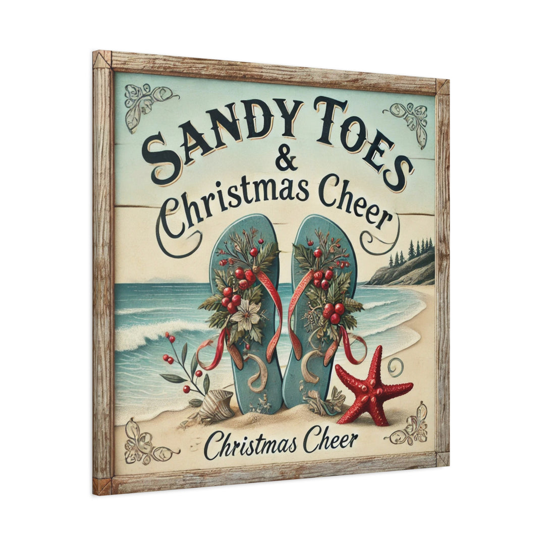 Sandy Toes & Christmas Cheer" – Tropical Holiday Matte Canvas, Stretched, 1.25"